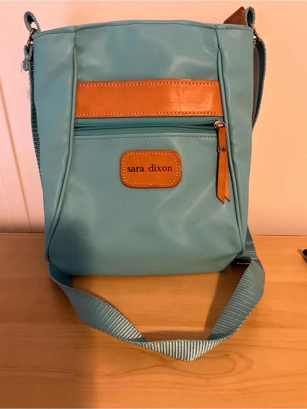 Jon Hart Design Light Blue Crossbody with Tan Accents